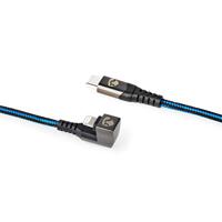 NEDIS - USB-kabel - USB 2.0 - Apple Lightning 8-Pin - Type C stekker - 480 Mbps - 60 W - Vernikkeld - 2 m - rond - gevlochten/nylon - Zwart/Blauw - thumbnail