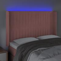 Hoofdbord LED 147x16x118/128 cm fluweel roze - thumbnail