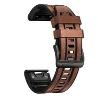 By Qubix - leer + siliconen bandje - Bruin - Compatible met Garmin Fenix 8-51mm - Compatible Garmin bandje - thumbnail
