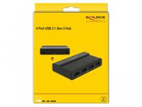 DeLOCK externe usb 3.2 gen 2 4 port hub 10gbps usb-hub (zwart) - thumbnail