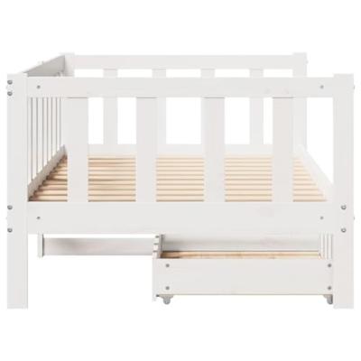 Slaapbank met lades 90x190 cm massief grenenhout wit