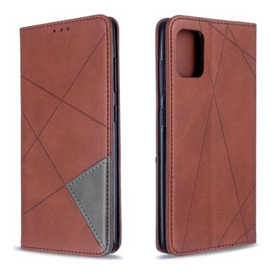 Voor Galaxy A51 Rhombus Texture Horizontal Flip Magnetic Leather Case met Holder & Card Slots(Brown) Voor Galaxy A51 Rhombus Texture Horizontal Flip Magnetic Leather Case met Holder & Card Slots(Brown)
