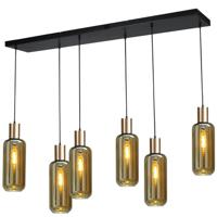 Masterlight Zwarte hanglamp met goudBounty 6-lichts cilindrisch glas - 2471-05-02-130-25-65 - thumbnail