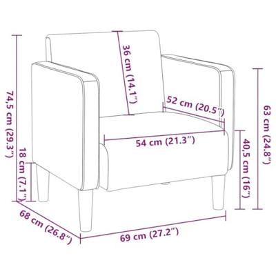 Fauteuil met armleuningen 54 cm corduroy stof crmekleurig - thumbnail