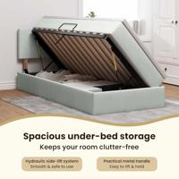 Opbergbed met LED met matras Lichtgrijs 90 x 190 cm Fluweel - thumbnail