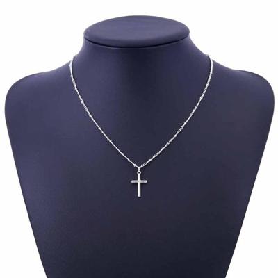 Vrouwen mode Bright galvaniseren cross sieraden ketting (zilver)