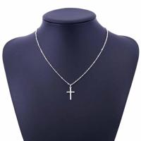 Vrouwen mode Bright galvaniseren cross sieraden ketting (zilver) - thumbnail