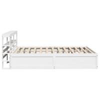 Bedframe met hoofdbord massief grenenhout wit 120x190 cm - thumbnail