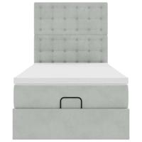 Ottoman bed met matrassen 100x200cm fluweel lichtgrijs - thumbnail