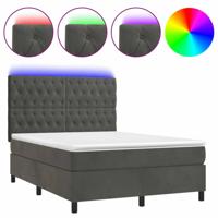 Boxspring met matras en LED fluweel donkergrijs 140x200 cm - thumbnail