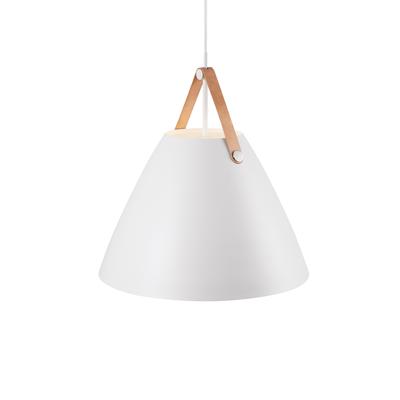 Hanglamp 'Strap 48' wit groot E27 fitting metaal leer 480mm DFTP