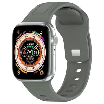 By Qubix - Square siliconen band - Grijsgroen - Compatible met Apple Watch 44mm / 45mm / 46mm / 49mm - Compatible Apple watch bandjes