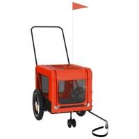 Hondenfietstrailer oxford stof en ijzer oranje en zwart - thumbnail