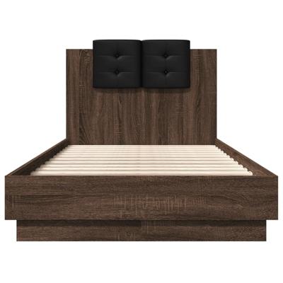 Bedframe met hoofdeinde bewerkt hout bruineikenkleur 90x200 cm