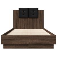 Bedframe met hoofdeinde bewerkt hout bruineikenkleur 90x200 cm - thumbnail