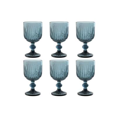 Set van bekers Home ESPRIT Blauw Kristal 8 x 8 x 14,5 cm (6 Stuks) - thumbnail