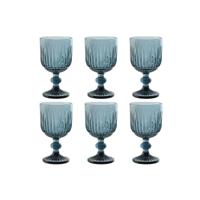 Set van bekers Home ESPRIT Blauw Kristal 8 x 8 x 14,5 cm (6 Stuks) - thumbnail