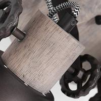 Steinhauer Industriële plafondlampGearwood 3-lichts antraciet met hout - 3063A - thumbnail