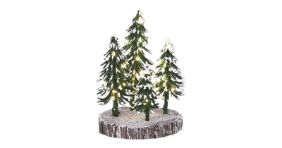 Kerst kersthuisje 4 snowy trees on base with warm white light b/o Luville - Luville