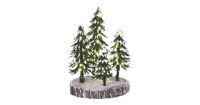 Kerst kersthuisje 4 snowy trees on base with warm white light b/o Luville - Luville - thumbnail