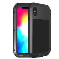 LOVE MEI krachtige stofdicht Shockproof anti-slip metaal + siliconen combinatie Case voor iPhone XS Max(Black) - thumbnail