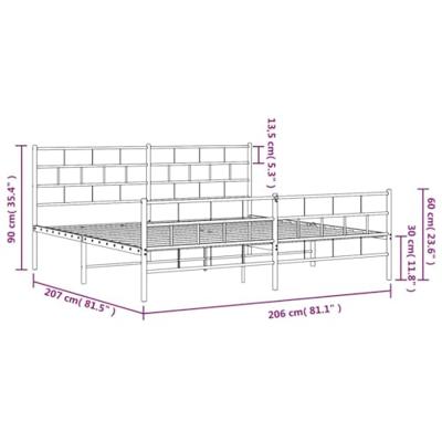 Bedframe met hoofd- en voeteneinde metaal wit 200x200 cm