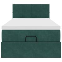 Ottoman bed met matras 90x190cm fluweel donkergroen - thumbnail