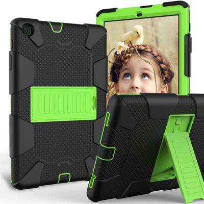 Voor Galaxy tab A 8.0 2019/T290 schokbestendige tweekleurige siliconen beschermhoes met houder (zwart + groen)