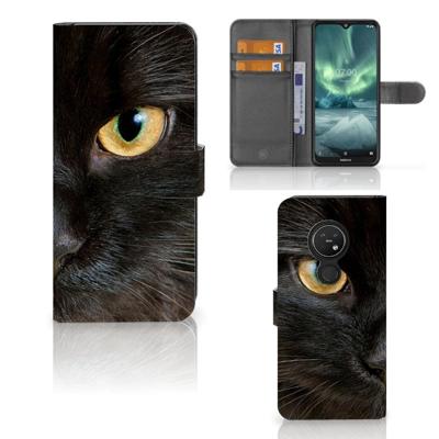 Nokia 7.2 | Nokia 6.2 | Telefoonhoesje | Met pasjeshouder | Zwarte Kat