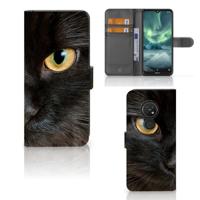 Nokia 7.2 | Nokia 6.2 | Telefoonhoesje | Met pasjeshouder | Zwarte Kat - thumbnail