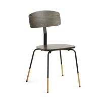 Milian stoel in essenfineer met stalen poten en goudkleurig detail - thumbnail