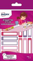 Avery Family mini naametiketten, ft 5 x 1 cm, roze/paars, ophangbare etui met 30 etiketten - thumbnail
