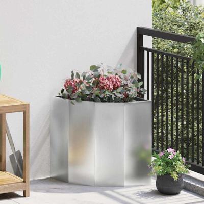 VidaXL Hoek plantbak zilver 45 x 45 x 50 cm gegalvaniseerd staal