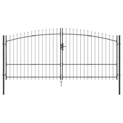 Tuinpoort met slot Grijs 175 x 400 cm Staal