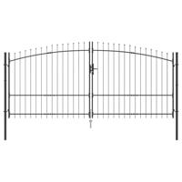 Tuinpoort met slot Grijs 175 x 400 cm Staal - thumbnail