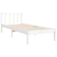 Bedframe met hoofdbord massief hout wit - thumbnail
