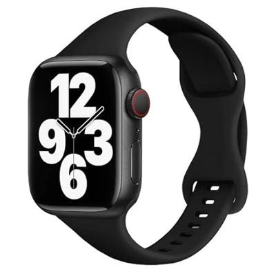 Sportbandje Slim Fit - Zwart - Geschikt voor Apple Watch 38mm / 40mm / 41mm / 42mm Sportbandje Slim Fit - Zwart - Geschikt voor Apple Watch 38mm / 40mm / 41mm / 42mm