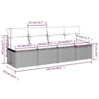Tuinbank 4-zits met kussens poly rattan beige - thumbnail