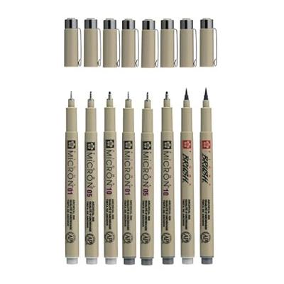 Sakura pigma micron fineliner set 8 pen. (licht) koelgrijs