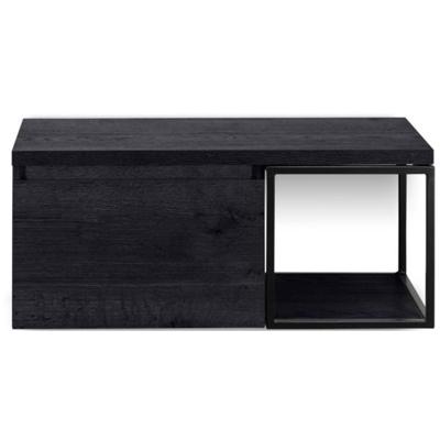 Frozen Badmeubelset 100 cm - Greeplijst in Kleur - Zwart Frame - Wastafelbovenblad Black Oak