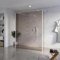 Fortifura Galeria Vrijstaande Inloopdouche - 160x200cm - Rookglas - antikalk - 8mm veiligheidsglas - 2 zijwanden 40cm - wandsteunen en hoekprofielen - Wit mat SW927768 2x/SW797942/SW797934 2x/SW541264 2x - thumbnail