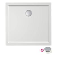 Douchebak Xenz Mariana | 80x75x4 cm | Incl.Afvoersifon-Chroom | Acryl | Rechthoekig | Wit glans - thumbnail