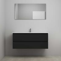 On-Line Badkamermeubelset - 120 cm - Voorgemonteerd - Porseleinen Wastafel - 1 Kraangat - Spiegel - Mat Zwart - thumbnail