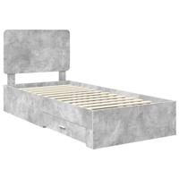 Bedframe met hoofdeinde Beton Grijs 90 x 200 cm Bewerkt hout - thumbnail