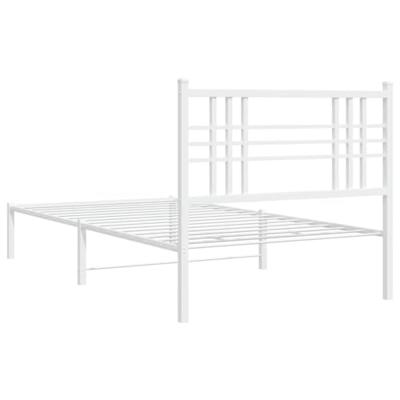 Bedframe met hoofdbord metaal wit 100x190 cm
