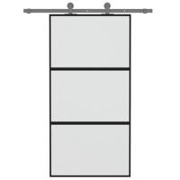Schuifdeur 102,5x205 cm gehard glas en aluminium zwart - thumbnail