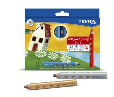 Lyra Groove triple1 kleurpotloden, l: 12 cm, vulling 10 mm, diverse kleuren, 12 stuk/ 1 doos