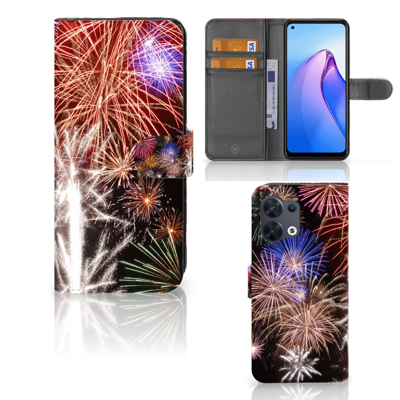 OPPO Reno8 | Wallet Case | met Pasjes | Vuurwerk