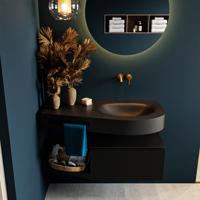 MONDIAZ RIVA 100cm badmeubel onderkast / planchet kleur Urban met 1 lade. Wastafel DULCET rechts 0 kraangaten kleur Urban. - thumbnail