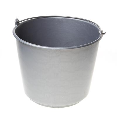 Gripline bouwemmer 12L grijs kunststof met knopbeugel